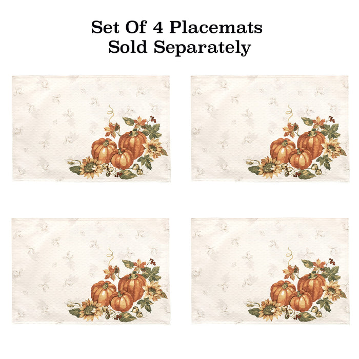Stockbridge Pumpkin Harvest Thanksgiving Tablecloth, Sunflower & Acorn Border