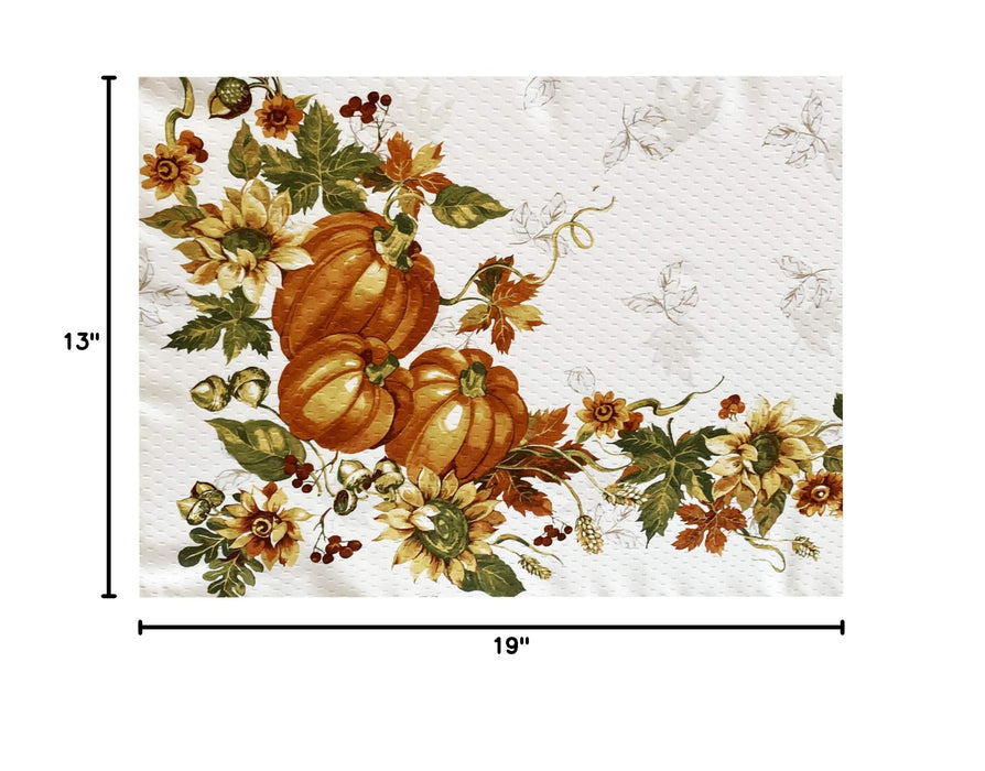 Stockbridge Pumpkin Harvest Thanksgiving Tablecloth, Sunflower & Acorn Border