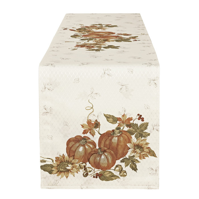 Stockbridge Pumpkin Harvest Thanksgiving Tablecloth, Sunflower & Acorn Border