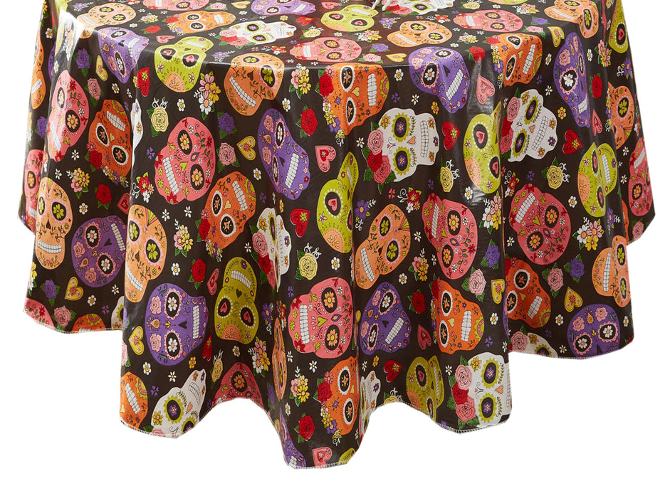Halloween Sugar Skull Vinyl Flannel Backed Tablecloth by Newbridge