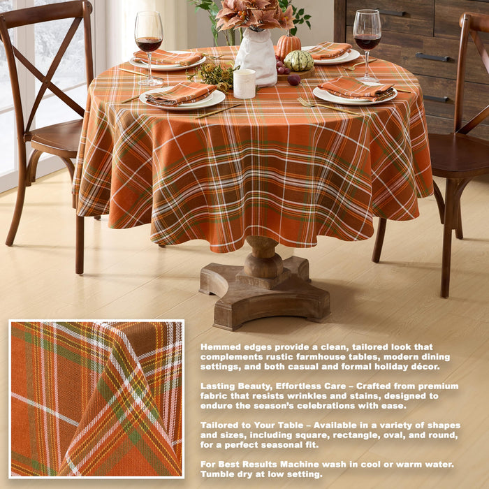 Culloden Plaid 100% Cotton Tablecloth & Napkins, Rust Green Fall Farmhouse Decor