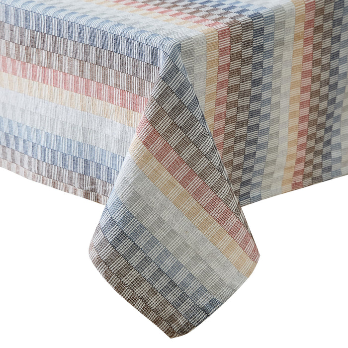 Home Bargains Plus Thanksgiving Hilton Plaid Fabric Tablecloth, Red Taupe Cream Woven Gingham Check Harvest Easy Care Cotton Blend Table Cover and Napkin