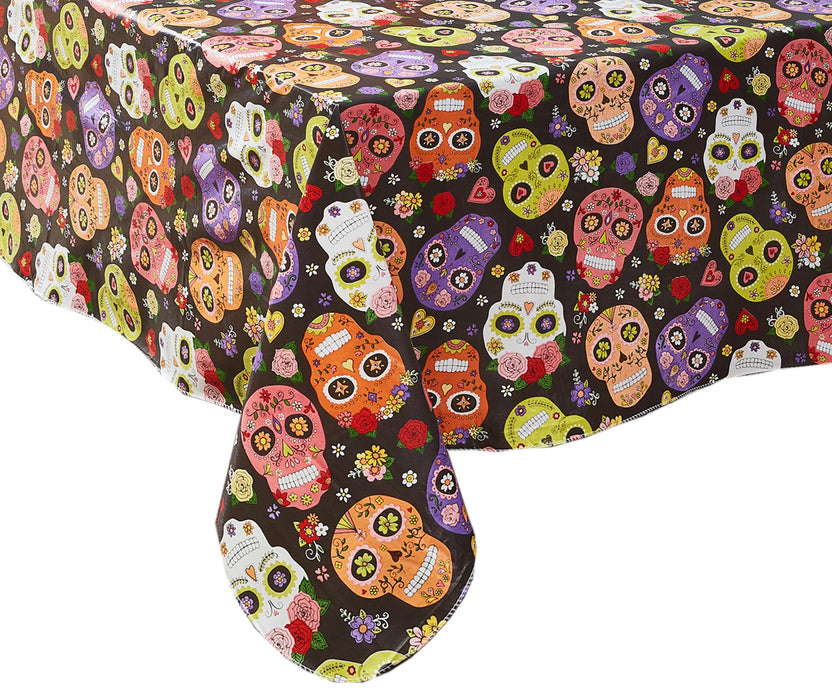 Halloween Sugar Skull Vinyl Flannel Backed Tablecloth by Newbridge