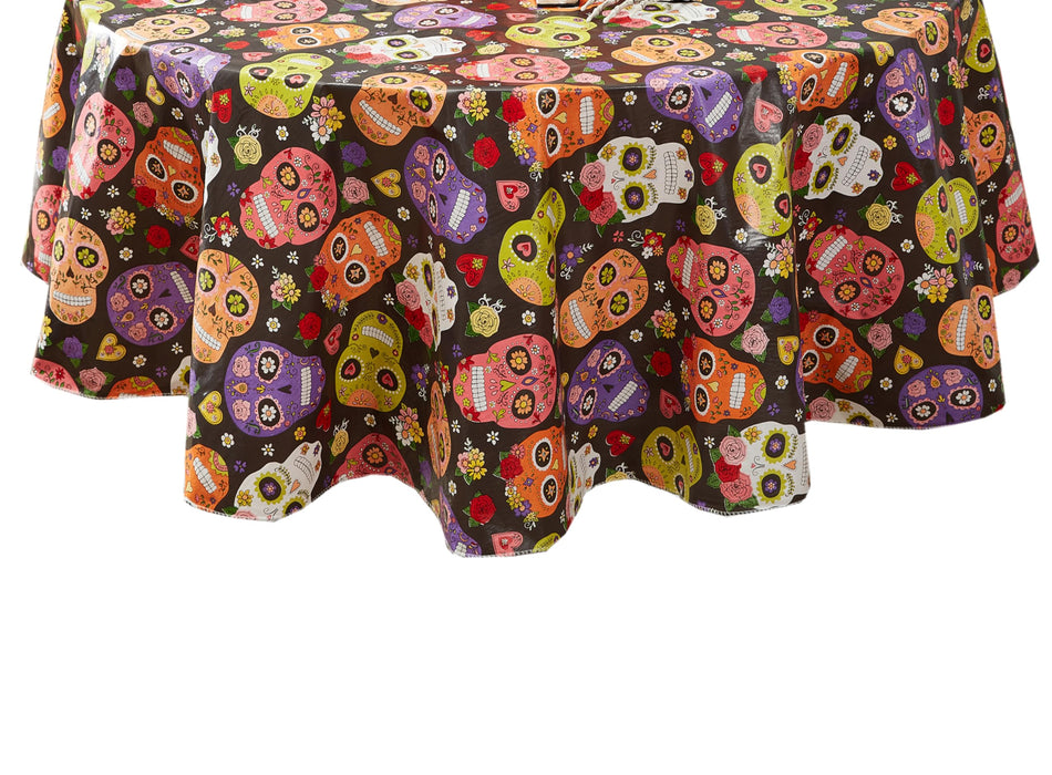 Halloween Sugar Skull Vinyl Flannel Backed Tablecloth by Newbridge