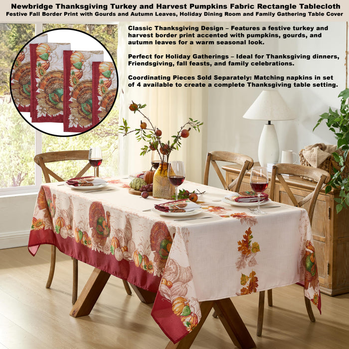 Newbridge Thanksgiving Tablecloths and Dining Décor - Country Turkey and Autumns Bounty