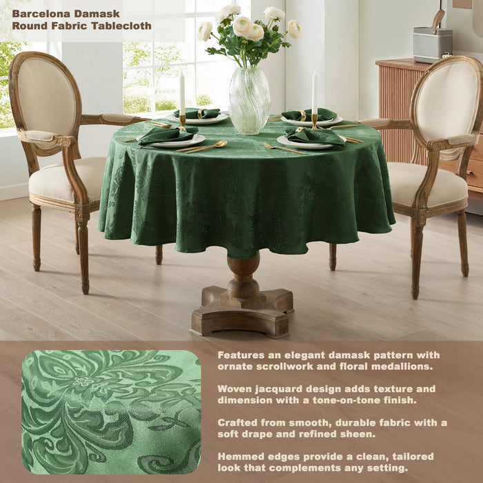 Newbridge Barcelona Luxury Damask Fabric Tablecloth, 100% Polyester, No Iron, Soil Resistant Holiday Tablecloths and Napkins
