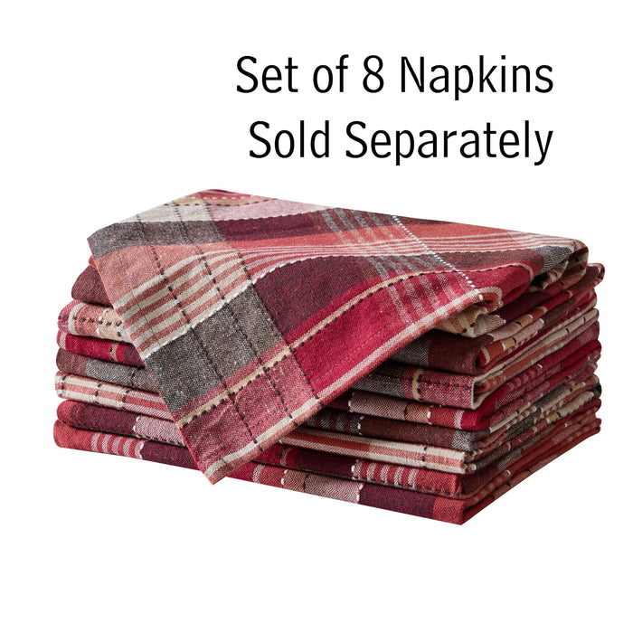 Home Bargains Plus Chambord and Felix Thanksgiving Red Plaid Fabric Tablecloths, Rustic Farmhouse Fall Harvest Easy Care Cotton Blend Table Cover