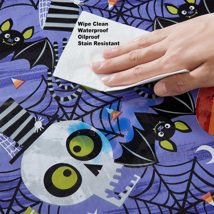 Ghoulish Gang Halloween Vinyl Tablecloth with Flannel Backing by Newbridge