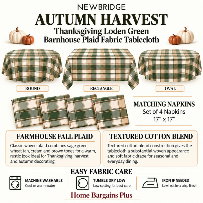 Newbridge Thanksgiving Barnhouse Plaid Cotton Fabric Tablecloth