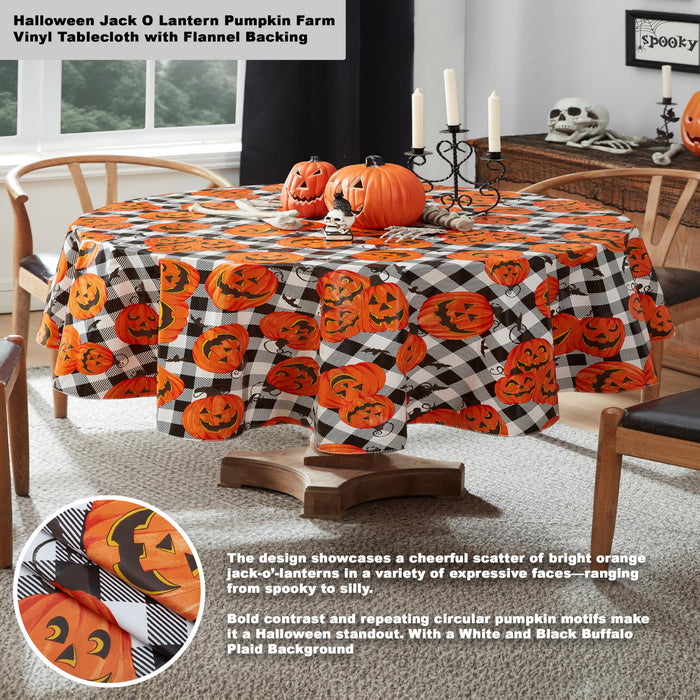 Newbridge Halloween Jack O Lantern Pumpkin Farm Vinyl Tablecloth