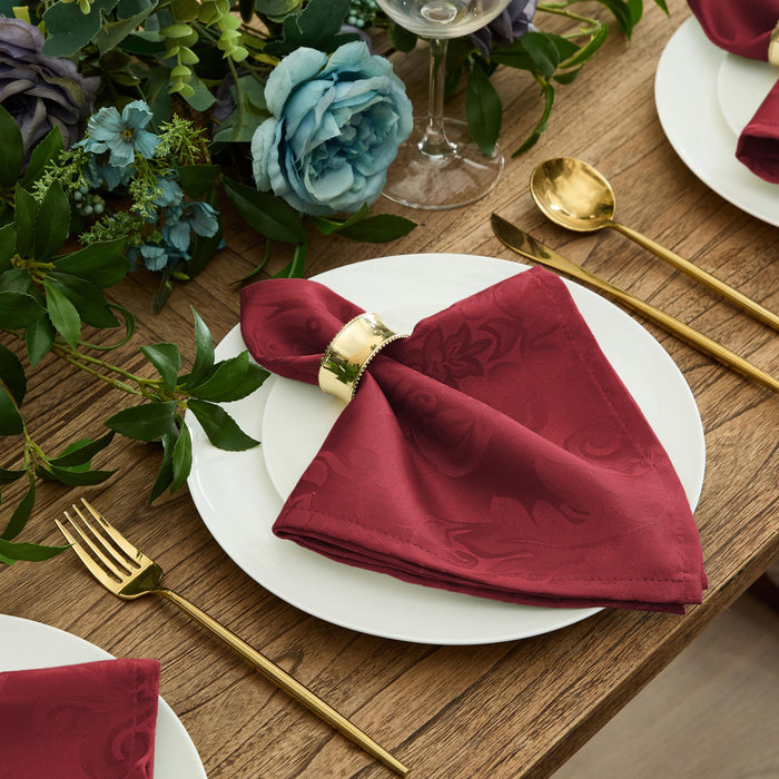 Newbridge Barcelona Luxury Damask Fabric Tablecloth, 100% Polyester, No Iron, Soil Resistant Holiday Tablecloths and Napkins