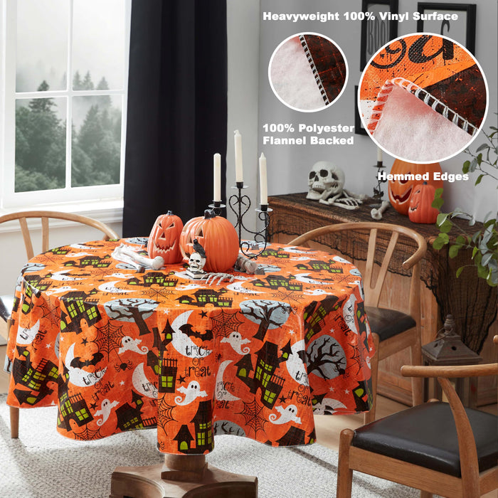 Newbridge Halloween Scream Vinyl Flannel Backed Tablecloth