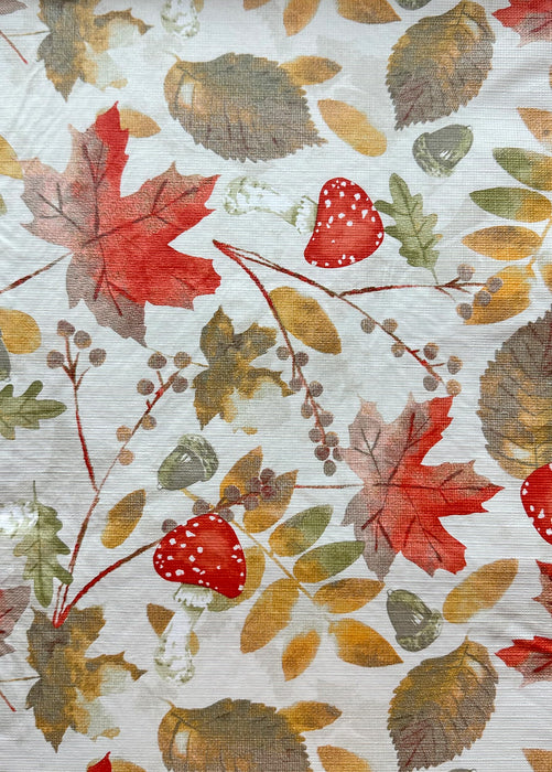 Home Bargains Plus Thanksgiving Red Fall Leaves and Mushroom Vinyl Tablecloth with Flannel Backing, PEVA Non Toxic Easy Care Fall Table Cover for Holiday Dining