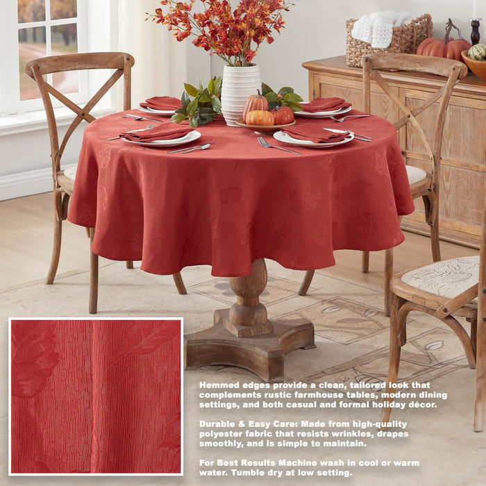 Tremont Leaf Damask Fabric Tablecloth & Napkins, Soil Resistant, Easy Care
