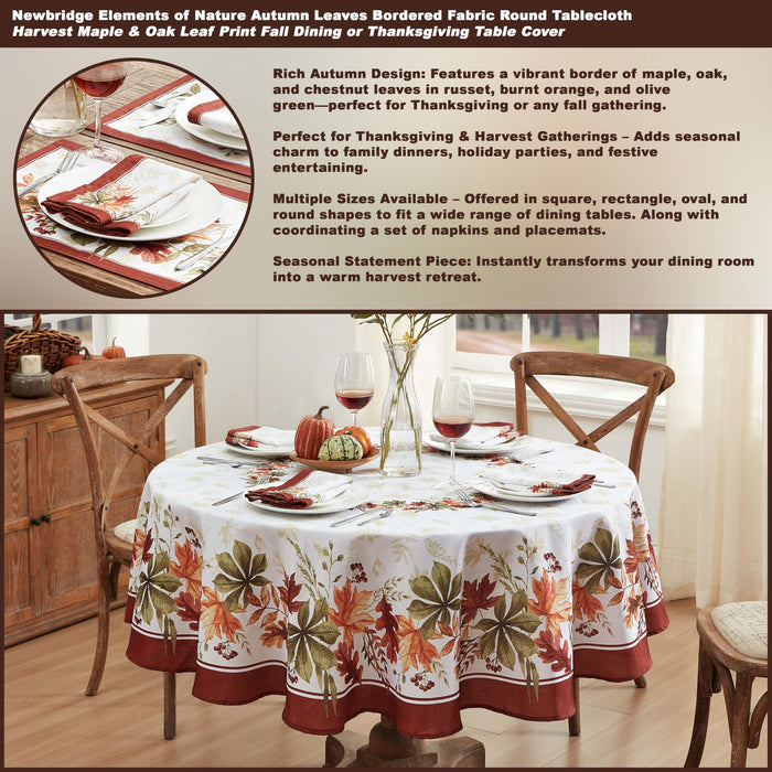 Elements of Nature Fall Foliage Fabric Thanksgiving Tablecloth, Wrinkle Resistant
