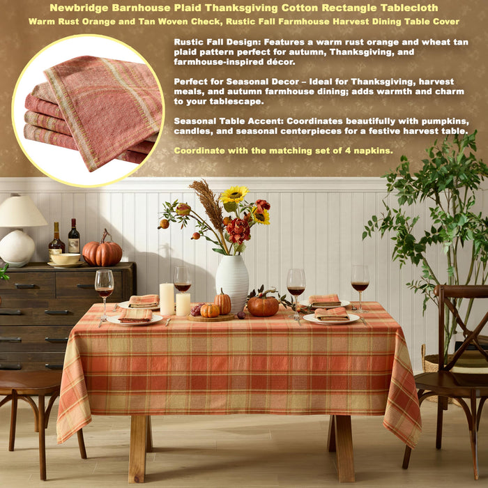 Newbridge Thanksgiving Barnhouse Plaid Cotton Fabric Tablecloth