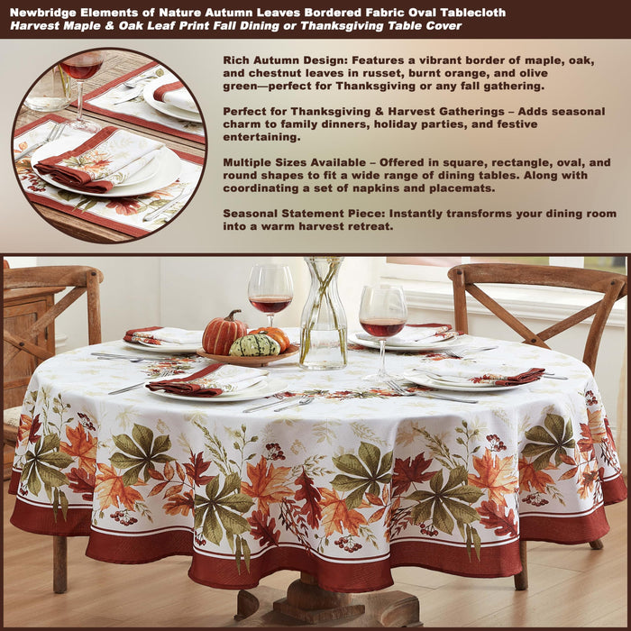 Elements of Nature Fall Foliage Fabric Thanksgiving Tablecloth, Wrinkle Resistant
