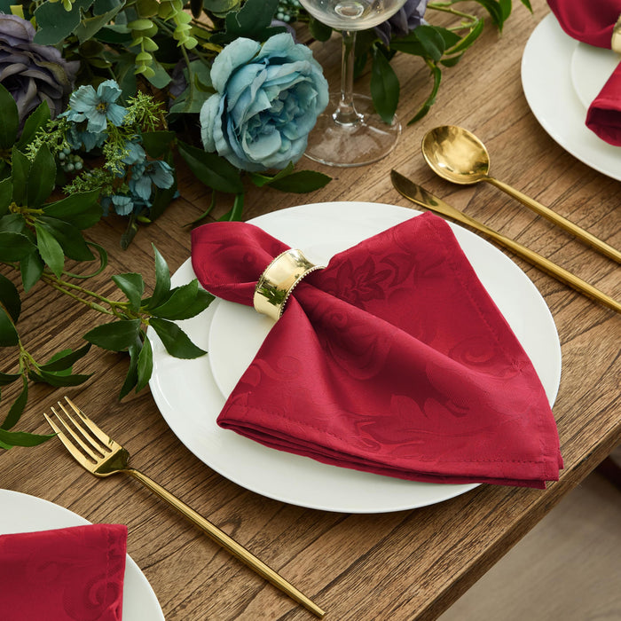 Newbridge Barcelona Luxury Damask Fabric Tablecloth, 100% Polyester, No Iron, Soil Resistant Holiday Tablecloths and Napkins