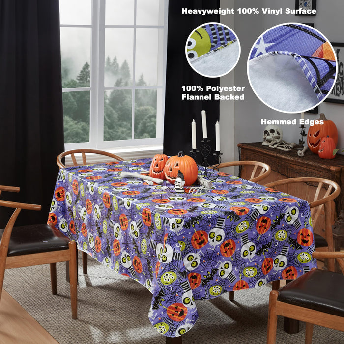 Ghoulish Gang Halloween Vinyl Tablecloth with Flannel Backing by Newbridge