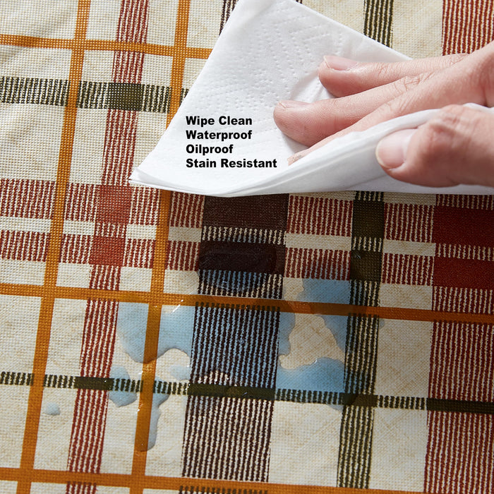Harvest Diagonal Plaid Contemporary Autumn and Thanksgiving Vinyl Flannel Backed Tablecloth by Newbridge
