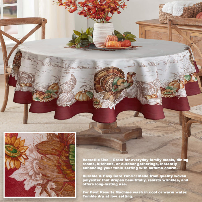 Newbridge Thanksgiving Tablecloths and Dining Décor - Country Turkey and Autumns Bounty