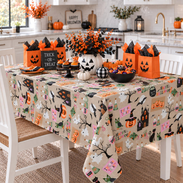 Newbridge Happy Halloween Witches Brew Vinyl Flannel Backed Tablecloth