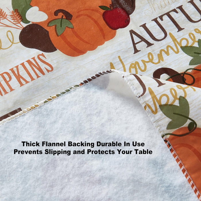 Fall Hayride and Happy Scarecrow Thanksgiving Vinyl Flannel Backed Tablecloth, Gingham Turkeys and Pumpkin by Newbridge