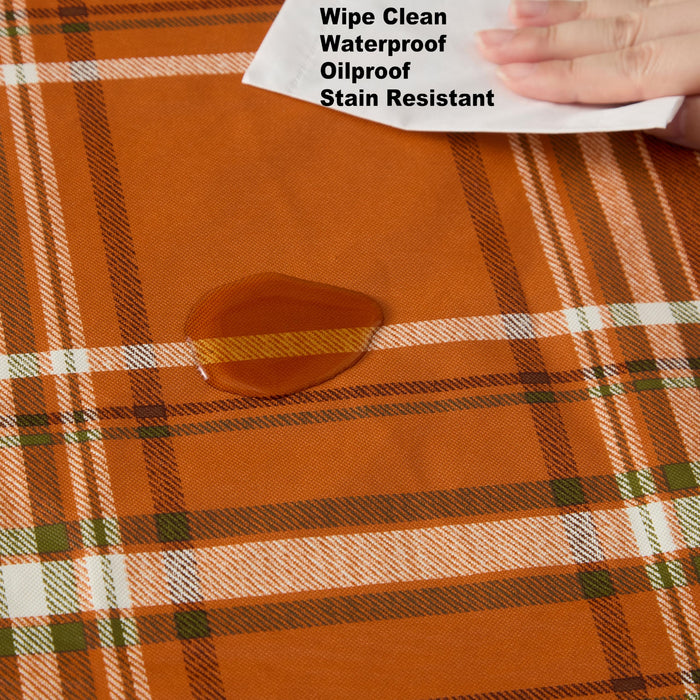 Pocono Plaid Rust and Sage Vinyl Tablecloth with Flannel Backing by Newbridge