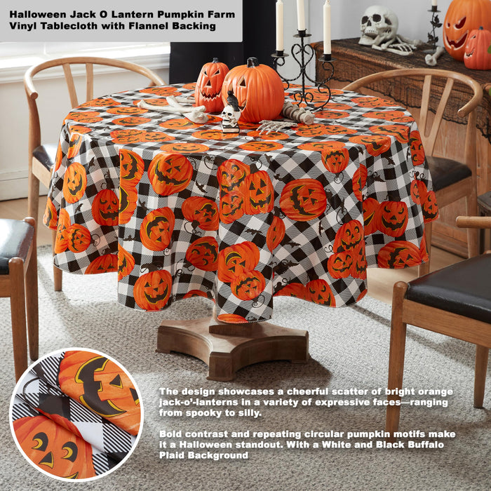 Newbridge Halloween Jack O Lantern Pumpkin Farm Vinyl Tablecloth