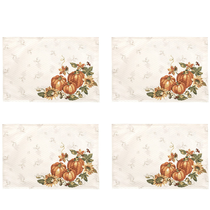Stockbridge Pumpkin Harvest Thanksgiving Tablecloth, Sunflower & Acorn Border
