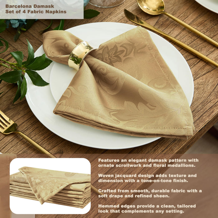 Newbridge Barcelona Luxury Damask Fabric Tablecloth, 100% Polyester, No Iron, Soil Resistant Holiday Tablecloths and Napkins