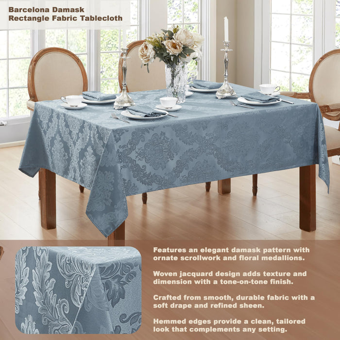 Newbridge Barcelona Luxury Damask Fabric Tablecloth, 100% Polyester, No Iron, Soil Resistant Holiday Tablecloths and Napkins