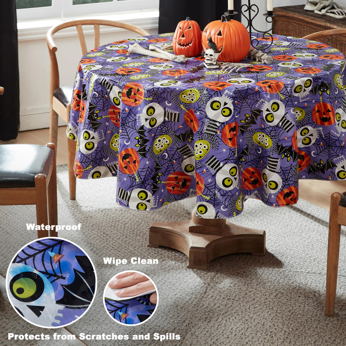 Ghoulish Gang Halloween Vinyl Tablecloth with Flannel Backing by Newbridge