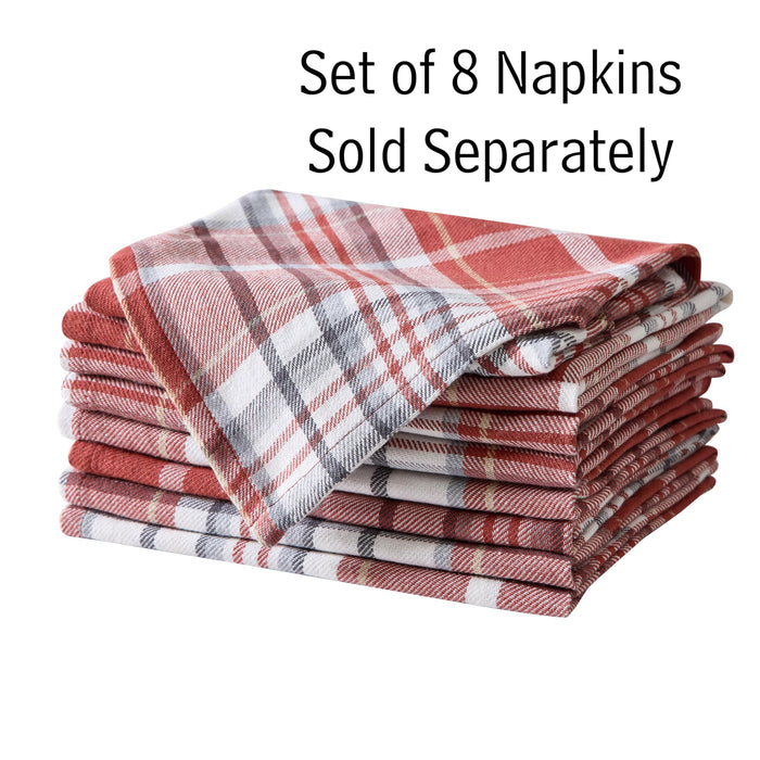 Home Bargains Plus Chambord and Felix Thanksgiving Red Plaid Fabric Tablecloths, Rustic Farmhouse Fall Harvest Easy Care Cotton Blend Table Cover