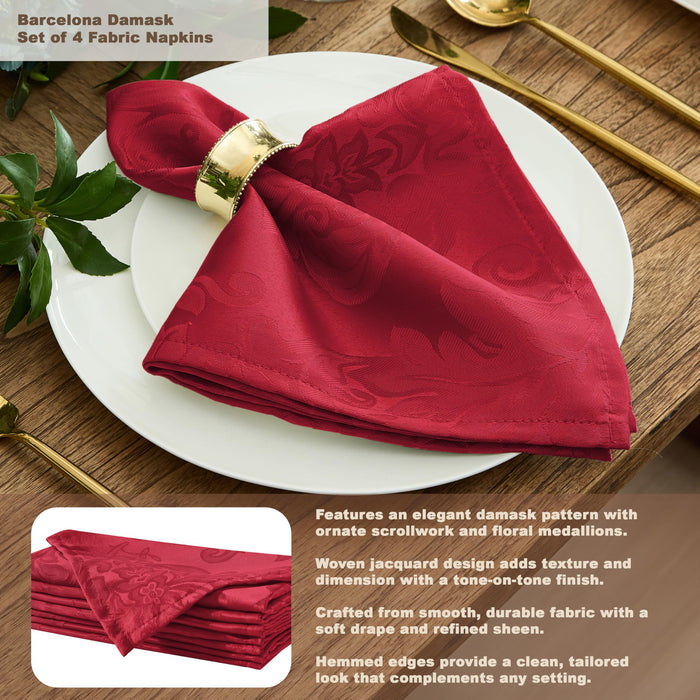 Newbridge Barcelona Luxury Damask Fabric Tablecloth, 100% Polyester, No Iron, Soil Resistant Holiday Tablecloths and Napkins