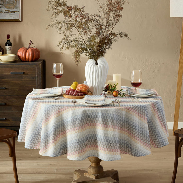 Home Bargains Plus Thanksgiving Hilton Plaid Fabric Tablecloth, Red Taupe Cream Woven Gingham Check Harvest Easy Care Cotton Blend Table Cover and Napkin