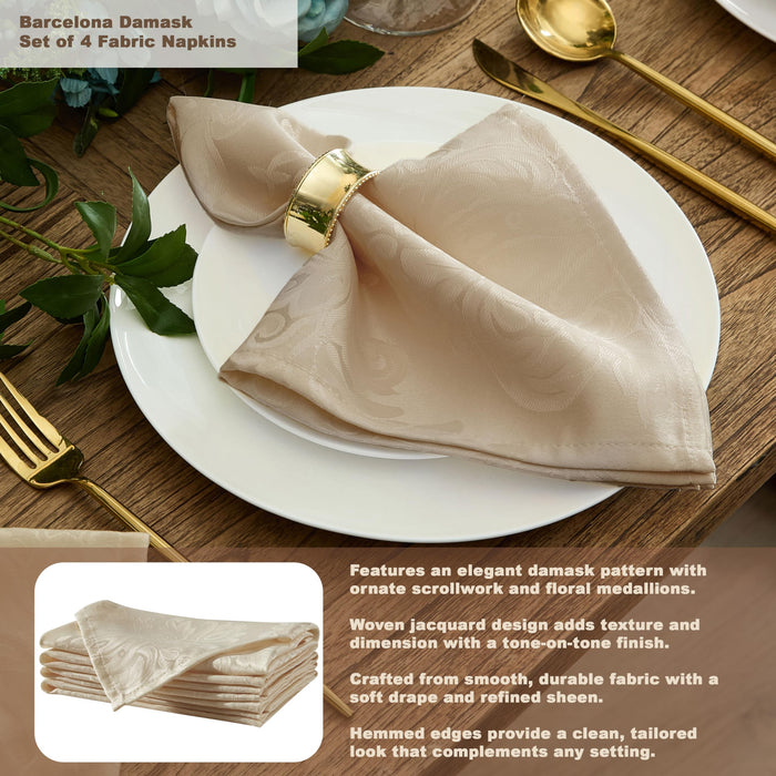 Newbridge Barcelona Luxury Damask Fabric Tablecloth, 100% Polyester, No Iron, Soil Resistant Holiday Tablecloths and Napkins