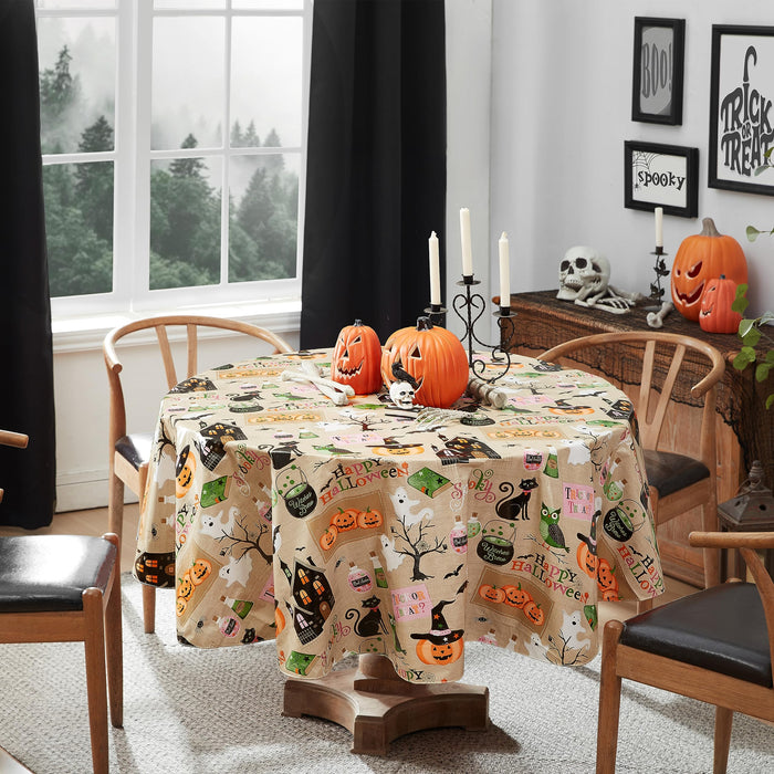 Newbridge Happy Halloween Witches Brew Vinyl Flannel Backed Tablecloth