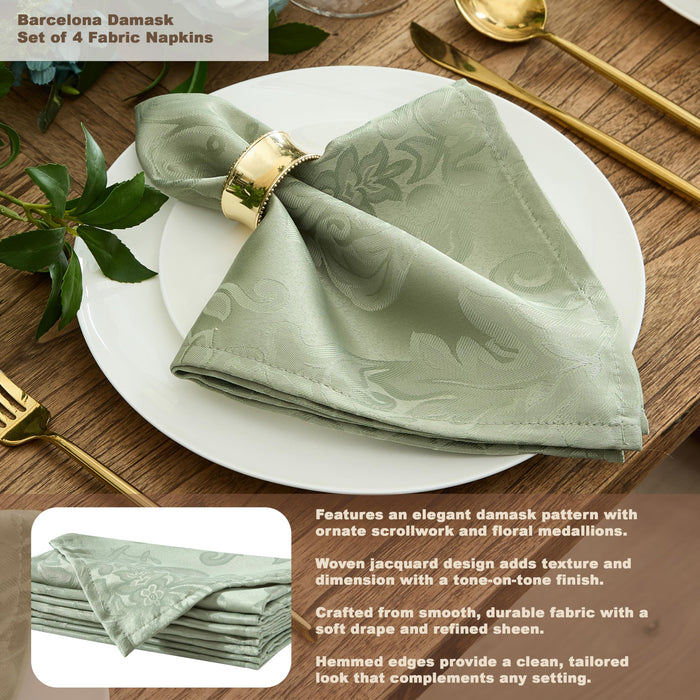 Newbridge Barcelona Luxury Damask Fabric Tablecloth, 100% Polyester, No Iron, Soil Resistant Holiday Tablecloths and Napkins