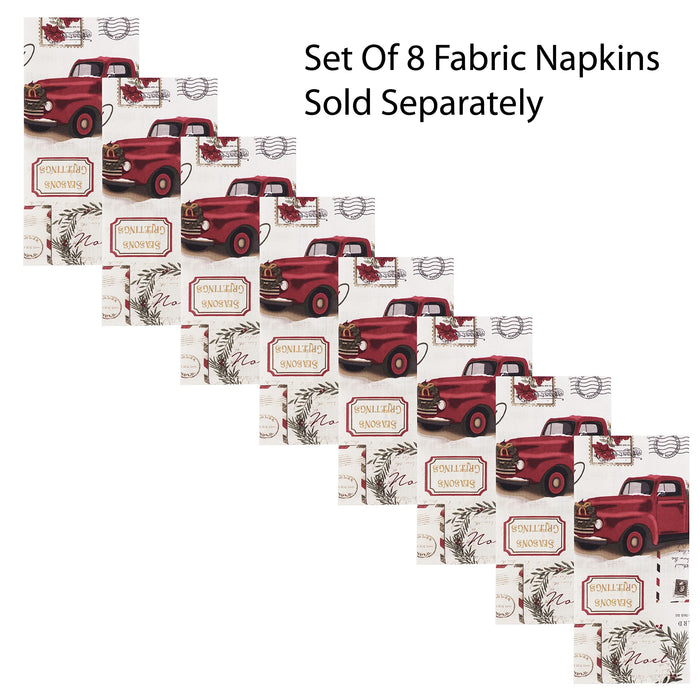Newbridge Christmas Pine Hill Tree Farm Fabric Tablecloth, Nostalgic Retro Holiday Country Farm Truck No Iron and Stain Resistant Table Cover, Napkins, Placemats and Table Runners for Party, Banquet