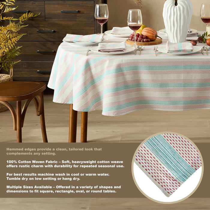 Home Bargains Plus Thanksgiving Hilton Plaid Fabric Tablecloth, Red Taupe Cream Woven Gingham Check Harvest Easy Care Cotton Blend Table Cover and Napkin