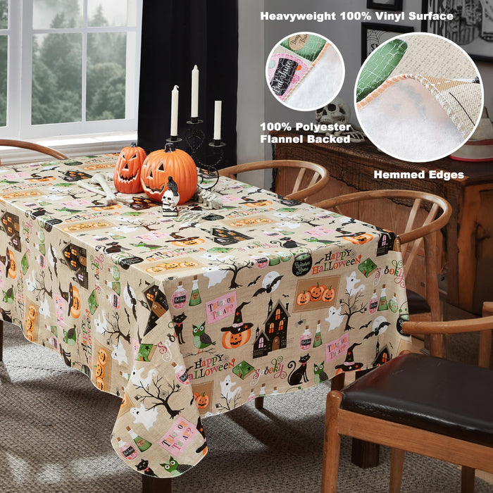 Newbridge Happy Halloween Witches Brew Vinyl Flannel Backed Tablecloth