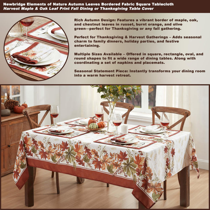 Elements of Nature Fall Foliage Fabric Thanksgiving Tablecloth, Wrinkle Resistant