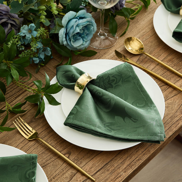 Newbridge Barcelona Luxury Damask Fabric Tablecloth, 100% Polyester, No Iron, Soil Resistant Holiday Tablecloths and Napkins