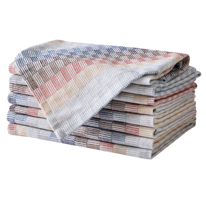 Home Bargains Plus Thanksgiving Hilton Plaid Fabric Tablecloth, Red Taupe Cream Woven Gingham Check Harvest Easy Care Cotton Blend Table Cover and Napkin