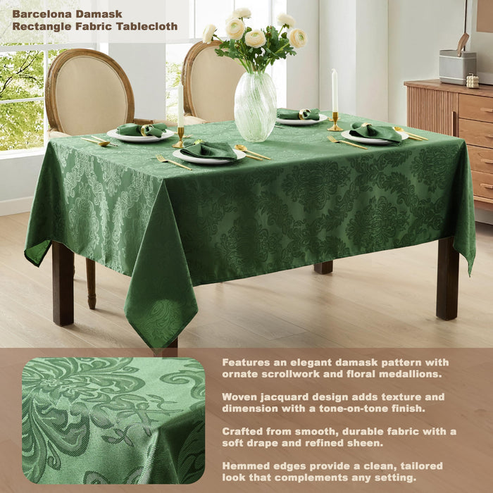 Newbridge Barcelona Luxury Damask Fabric Tablecloth, 100% Polyester, No Iron, Soil Resistant Holiday Tablecloths and Napkins