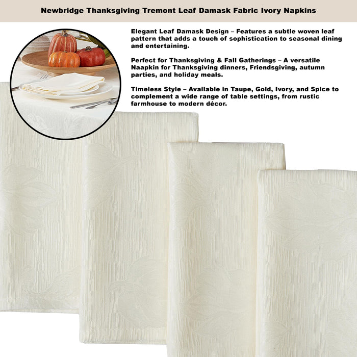 Tremont Leaf Damask Fabric Tablecloth & Napkins, Soil Resistant, Easy Care
