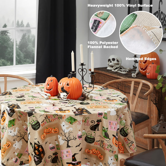 Newbridge Happy Halloween Witches Brew Vinyl Flannel Backed Tablecloth