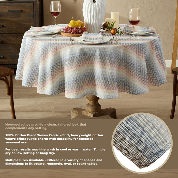 Home Bargains Plus Thanksgiving Hilton Plaid Fabric Tablecloth, Red Taupe Cream Woven Gingham Check Harvest Easy Care Cotton Blend Table Cover and Napkin