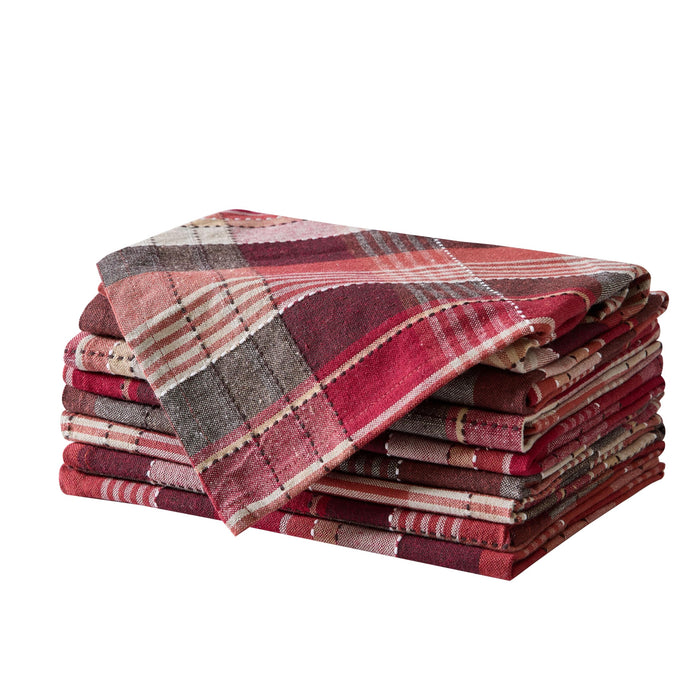 Home Bargains Plus Chambord and Felix Thanksgiving Red Plaid Fabric Tablecloths, Rustic Farmhouse Fall Harvest Easy Care Cotton Blend Table Cover